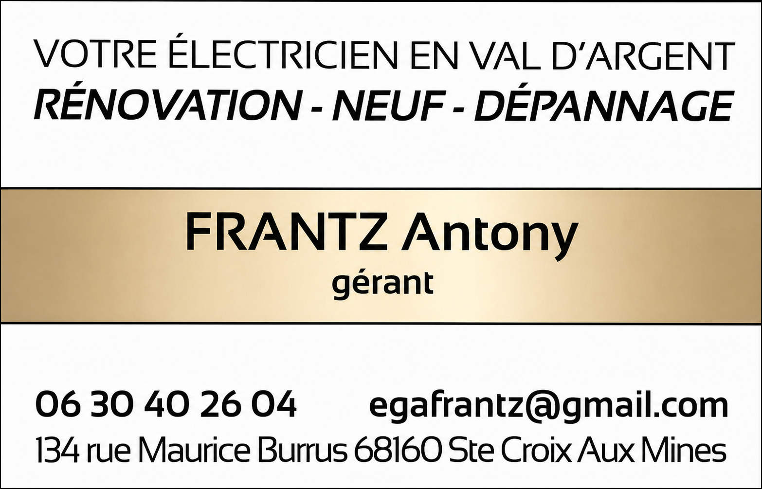 Carte FRANTZ Antony, électricien en Val d’Argent